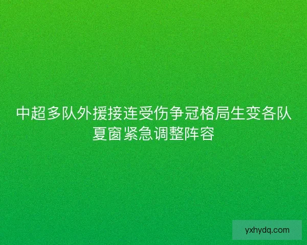 中超多队外援接连受伤争冠格局生变各队夏窗紧急调整阵容